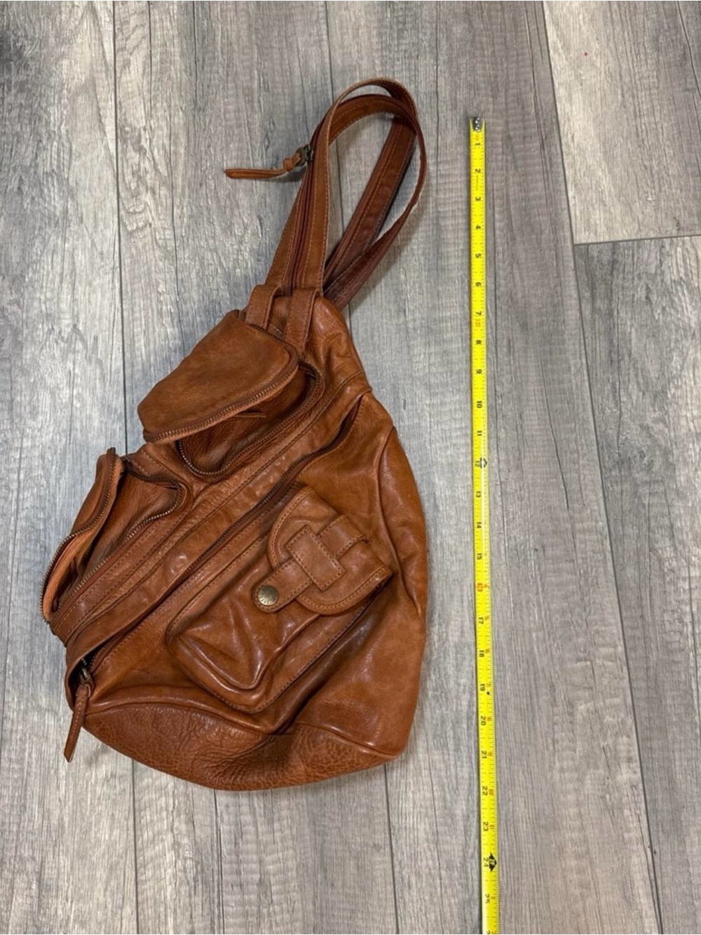 We The Free Brown Leather Backpack Sling Bag - Picture 6 of 8